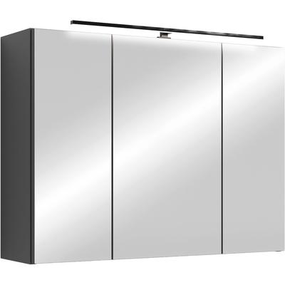 Spiegelschrank BYLIVING "Serie Spree, in vielen Breiten erhältlich", weiß (anthrazit), B:80cm H:60cm T:15cm, FSC-zertifizierter Holzwerkstoff, Schränke, Spiegelschrank, Soft-Close, LED Beleuchtung mit Schalter- und Steckdosenbox