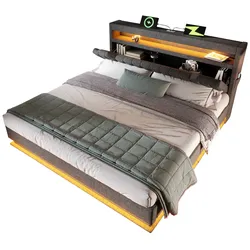 Polsterbett 160x200 cm mit Stauraum und LED-Beleuchtung – elegantes Design und vielseitige Funktionen in Grau