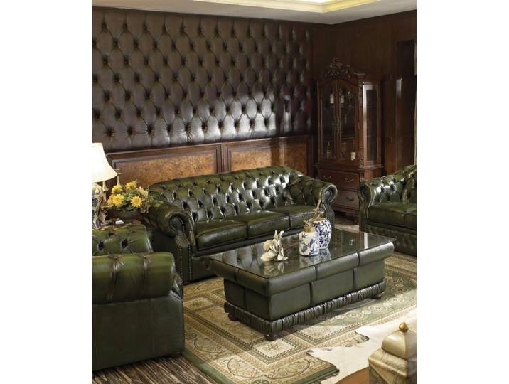 Salottini Chesterfield-Sofa Edles Chesterfield Sofa Cardiff 3er 3-Sitzer Couch grün, Handarbeit