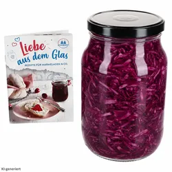 Einmachglas 1,7L Vorratsglas TO100 Deckel schwarz Rezeptheft Einkochen