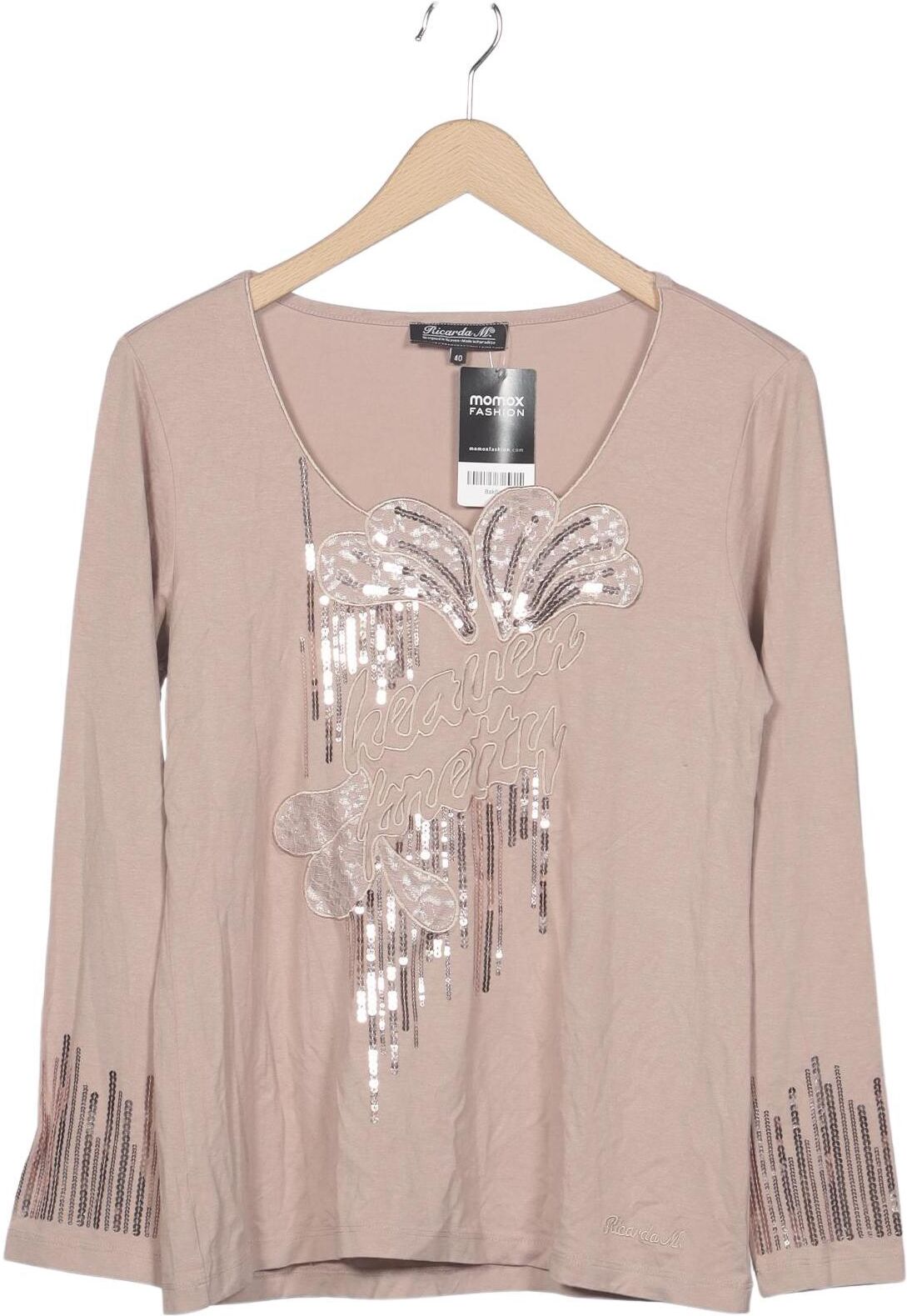 Ricarda M. Damen Langarmshirt, Beige, Gr. EU 40, Viskose / Elasthan - Second Hand