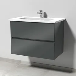 Sanipa Solo One Waschtisch-Set mit Keramik-Waschtisch Euphoria und Unterbau, Anthrazit-Glanz PS02179