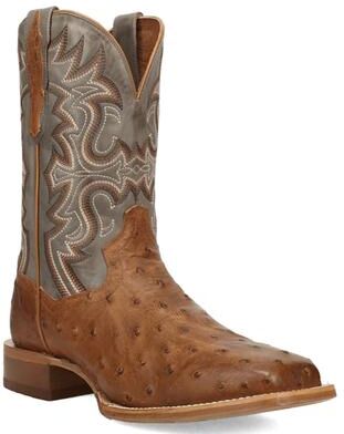 Dan Post Boots Drayden (Men's) Casual in Tan/Grey/Ostrich, Size 7 D, Genuine Exotic