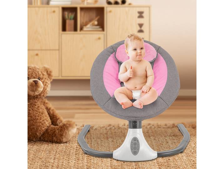 Berceau électrique, lit à bascule pour bébé, fonctions de bascule automatique pour les enfants jusqu'à 12 kg, transat pour bébé (rose)