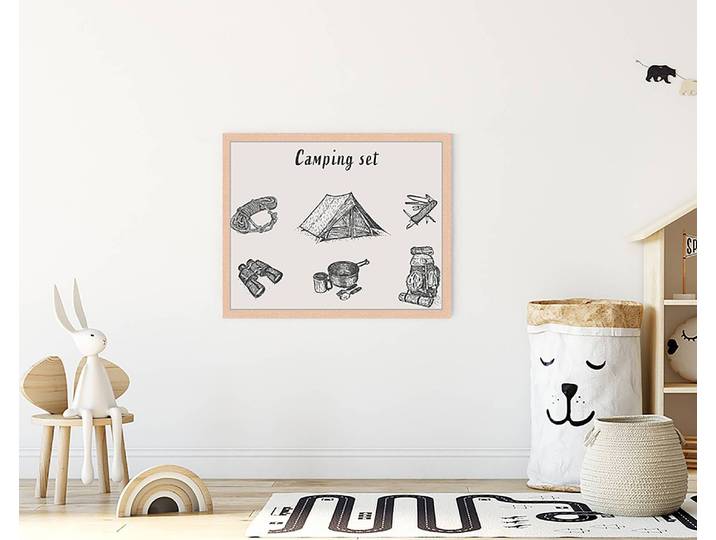 Tableau déco Camping Set 43 x 53cm Multicolore