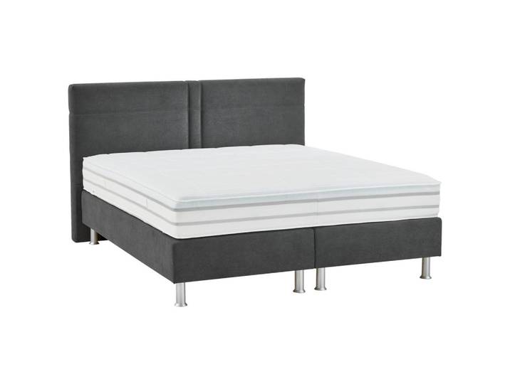 Beldomo - Sleep Boxspringbett, Anthrazit, Kunststoff, H3, Höhe ca. 26 cm, 180x200 cm, gepolstertes Kopfteil, Stoffauswahl, in verschiedenen Größen erhältlich, Partnermatratze mit durchgehendem Bezug, Matratze Härtegraden erhältlich, Schlafzimmer, Betten, Doppelbetten