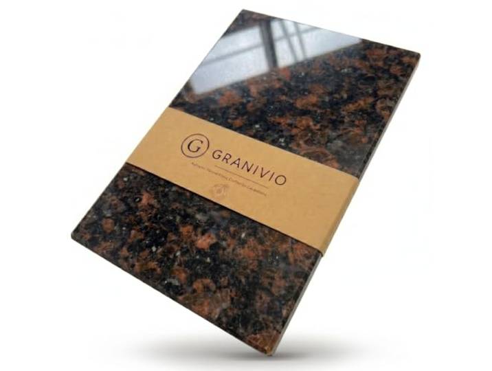 Granivio Granit Schneidebrett Servierbrett und Herdabdeckplatte Made in Germany edle Unterlegplatte aus massivem Naturstein (Tan Brown 60x40)