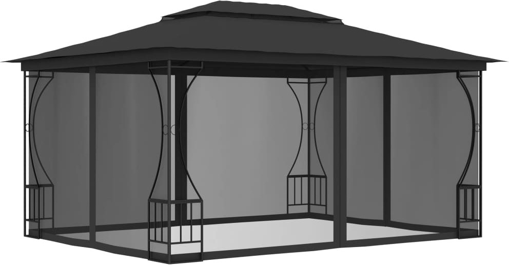 Pavillon mit Netz 300x400x265 cm Anthrazit