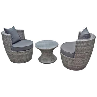 Balkonset GARDEN PLEASURE, grau, Polyrattan, Sitzmöbel-Sets, Balkonset, inkl. Auflagen
