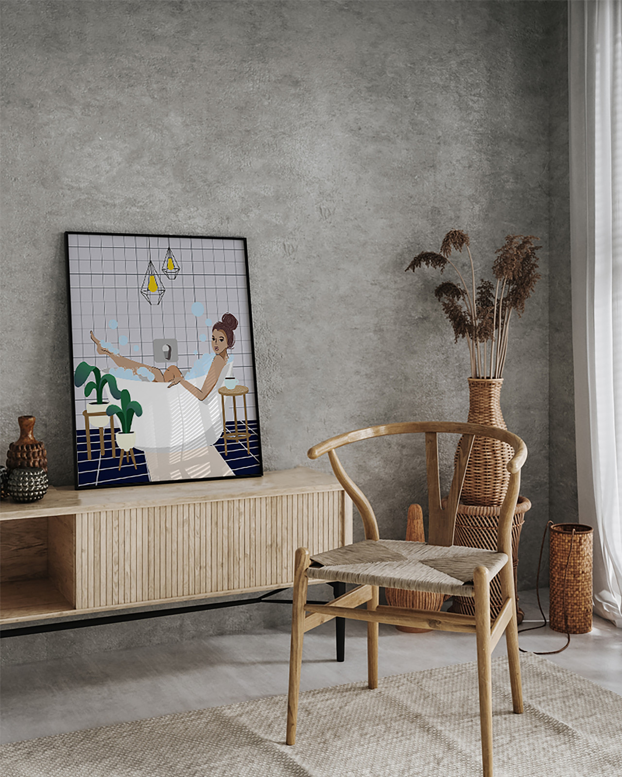 home24 Kunstprint The lady taking a bath, Multicolor, 52 x 62 cm