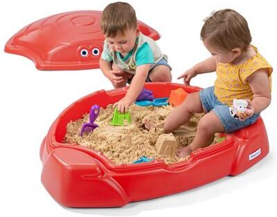 Simplay3 Coastal Crab Portable Plastic Sandbox with Cover