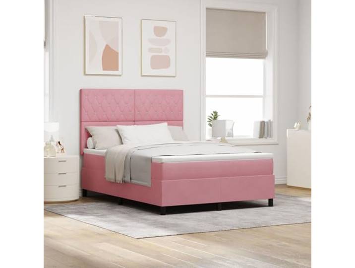 SKTQYQO Boxspringbett mit Matratze Rosa Multifunktionsbett Hotel-Bettgestell Geeignet für Hotel und Studios 160x200cm Samt