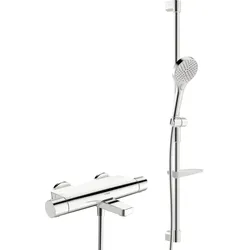 Hansa Hansaoptima Duschsystem 48372331 mit Thermostat, Wandmontage (2-Loch), chrom