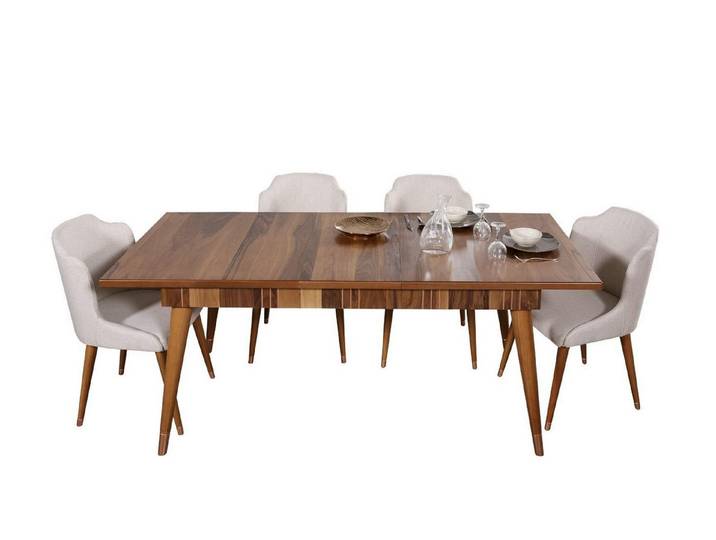 JVmoebel Esstisch Holztisch mit Metallgestell in Braun, italienisches Design, Made in Europa