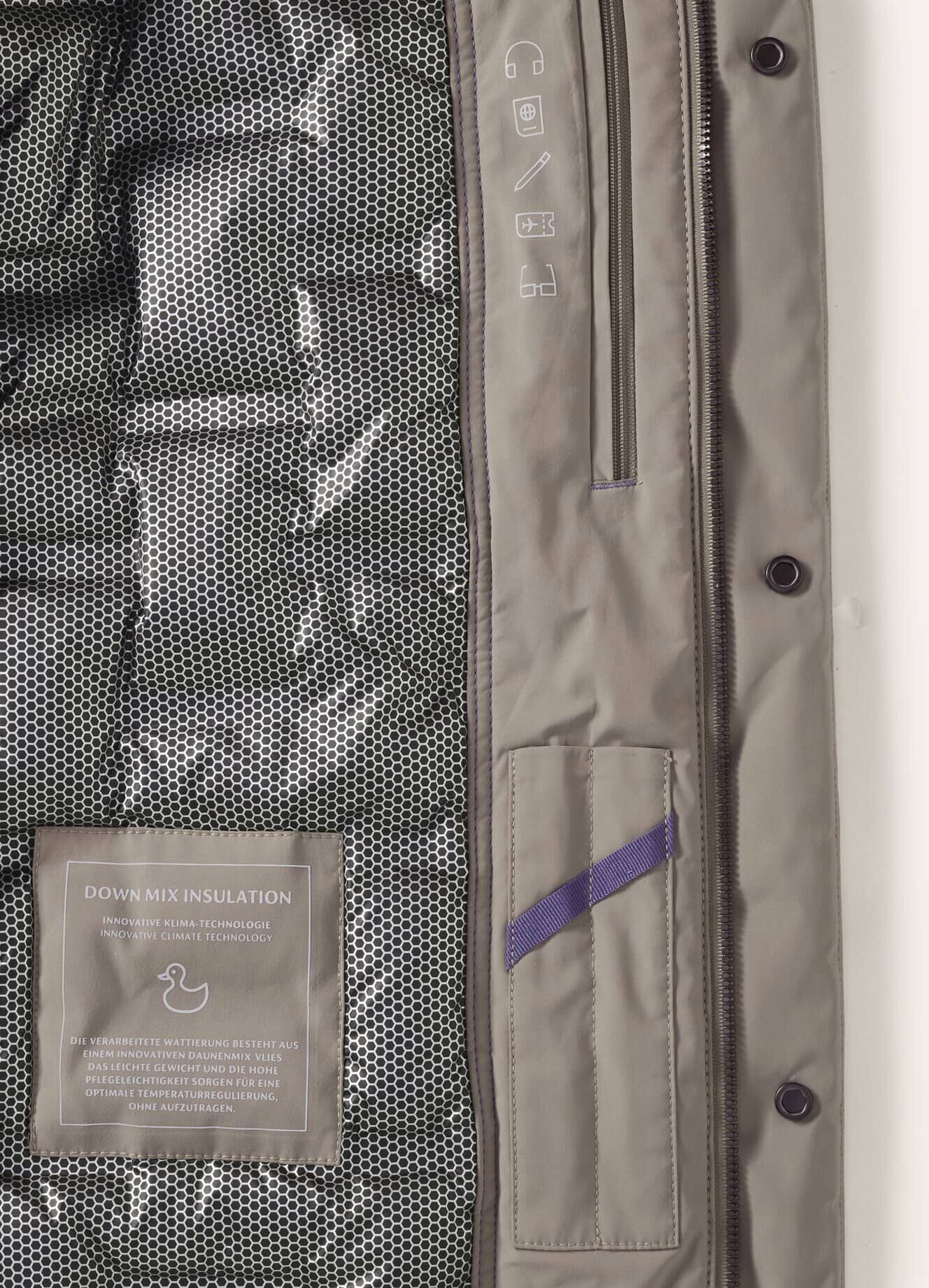 Walbusch Aquastop Daunen Hybrid Jacke, normale Größen#untersetzte Größen, Farbe Beige, 54, echte Daune wasserdicht und atmungsaktiv Herren