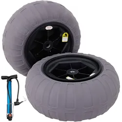 VEVOR 40,6 cm Ballonräder Reifen, TPU Strandräder Ersatz-Ballon-Sandreifen 80 kg Tragfähigkeit 2-3 PSI Niederdruck, für Kajakwagen Kanuwagen Strandwagen Gartenwagen Angelwagen – 2 Stück