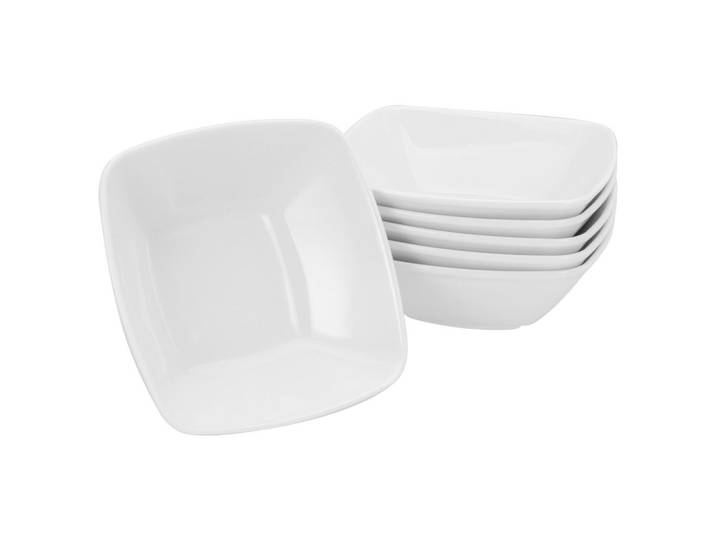 Creatable Müslischalenset Victoria weiss, Weiß, Keramik, 6-teilig, quadratisch, 15x14 cm, stapelbar, Geschirr, Schalen & Schüsseln, Müslischalen
