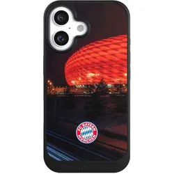 Nivocase Hülle für Apple iPhone 16 Handyhülle NIVOcore Case Schwarz FC Bayern München FCB Stadion (Apple iPhone 16), Smartphone Hülle, Schwarz