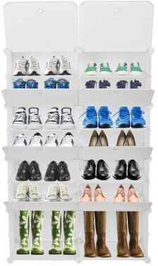 karlinc 14-Cube 7-Tier Portable Shoe Rack Organizer Shelf Storage