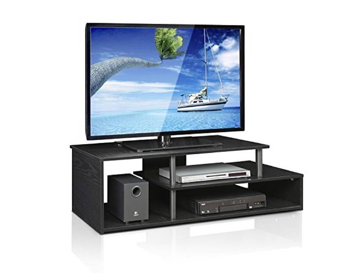 Furinno ECON TV-Ständer für TVs bis 46 Zoll, Schwarzholz Niedriges Entertainment-Center, TV-Konsole für Wohn- und Schlafzimmer
