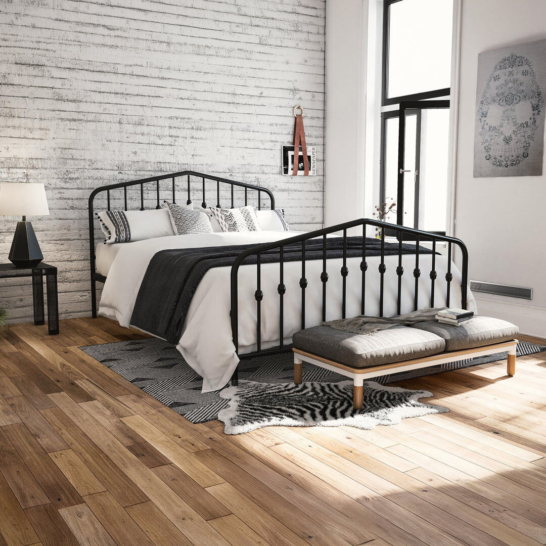 Three Posts Holland Metal Bed Black Double (4'6)