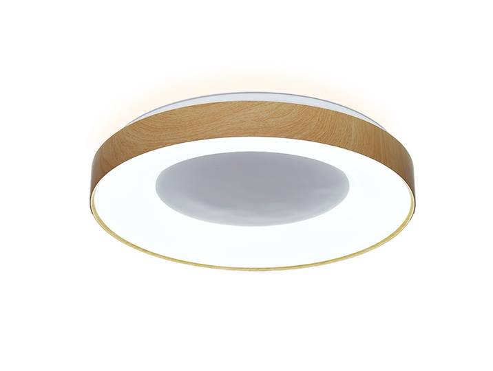 Plafonnier LED Ø50 cm 40W CCT polycarbonate effet bois