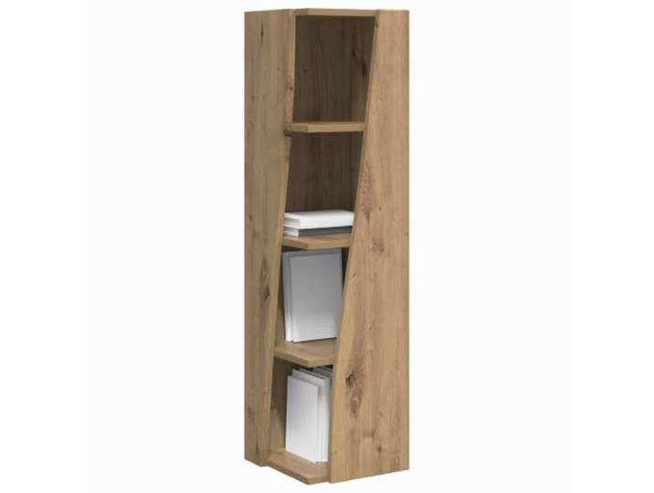 KTHLBRH Eckschrank 27,5 x 27 x 102 cm aus mehrschichtigem Holz 4 Einlegeböden, mattes Finish Eiche Handarbeit, platzsparend, Wandbefestigung