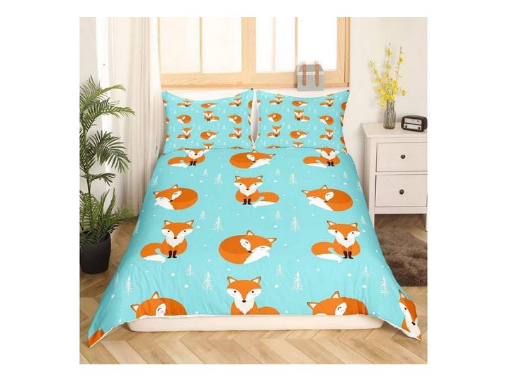 LuxusKollektion Kinderbettwäsche Bettwäsche Fuchs Druck 200x200cm Kinder Mikrofaser