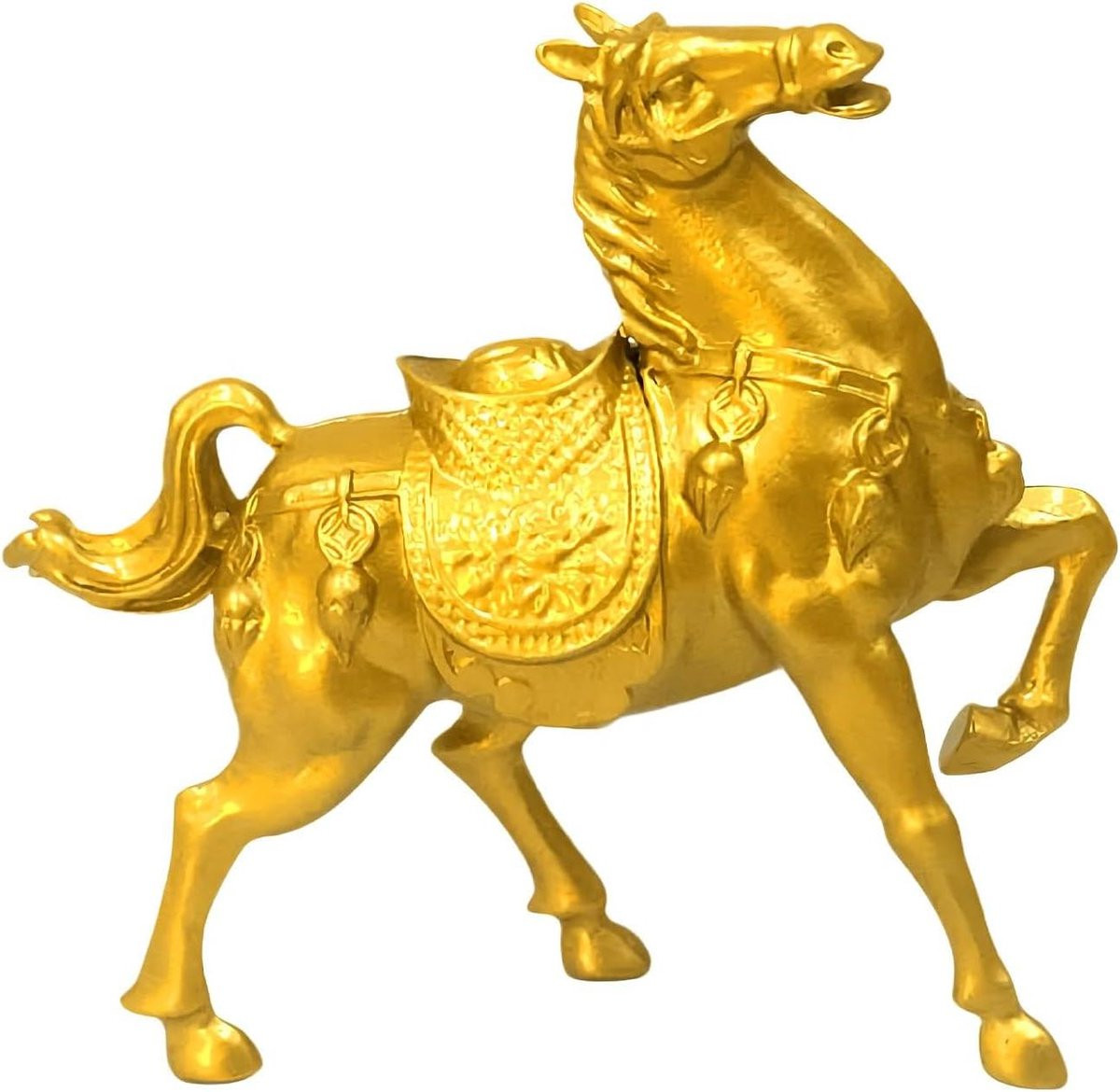Gouden Paardenbeeld van Metaal - Springend Dierenfiguur voor Bureau Decoratie