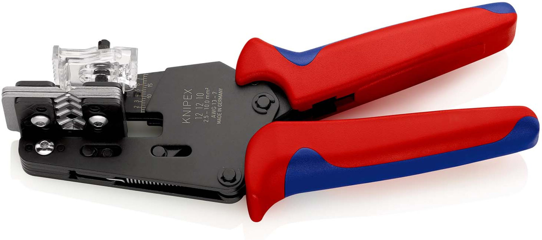 KNIPEX 12 12 10 Präzisions-Abisolierzange mit Formmessern mit Mehrkomponenten-Hüllen brüniert 195 mm)