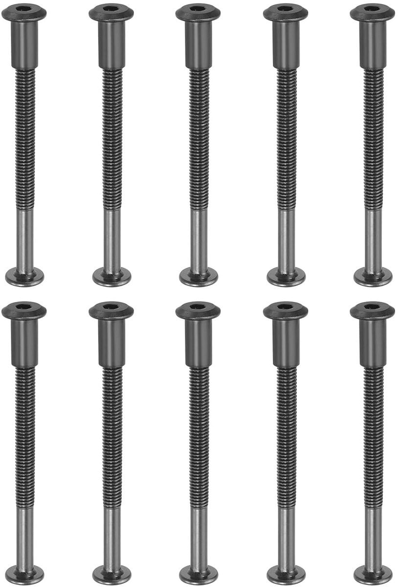 Chicago Zeskantschroeven M6 x 80 mm, 10 sets zwart, bindschroeven voor meubelreparatie en leerbewerking