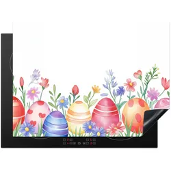 HERDABDECKPLATTE Blumengarten - Bunt - Eier Induktionsmatte 71x52 cm
