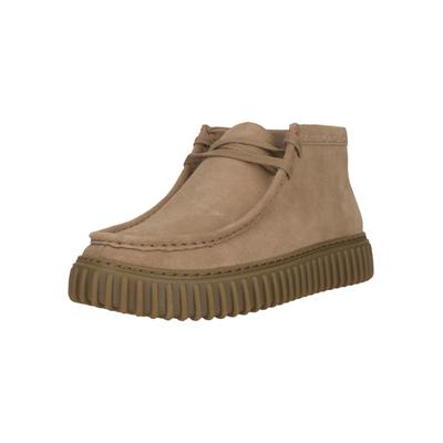 Stiefel CLARKS "Torhill High", Damen, Gr. 43, Kunstfaser, beige (hellbeige), Leder, Schuhe Stiefel, mit profilierter Laufsohle