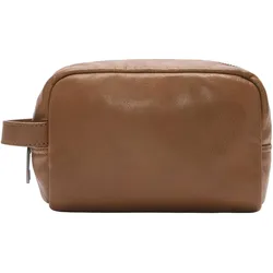 Liebeskind Berlin Lederne Kosmetiktasche mit Fächern für Make-up und Pflegeprodukte, Necessaire, Braun