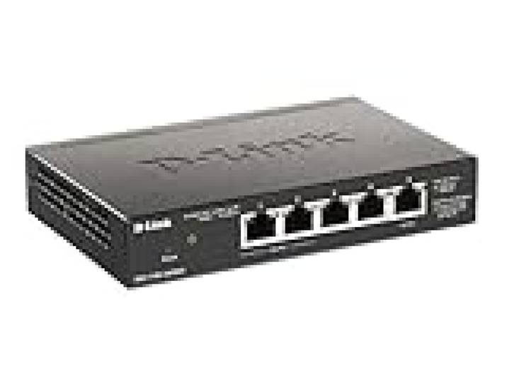 D-Link DGS-1100-05PDV2 Switch administrable smart 5 ports Gigabit PoE, alimentation PoE, passthrough PoE, 802.3af, prise en charge VLAN, fonctionnalités de couche 2, QoS, 802.3az EEE, sans ventilateur