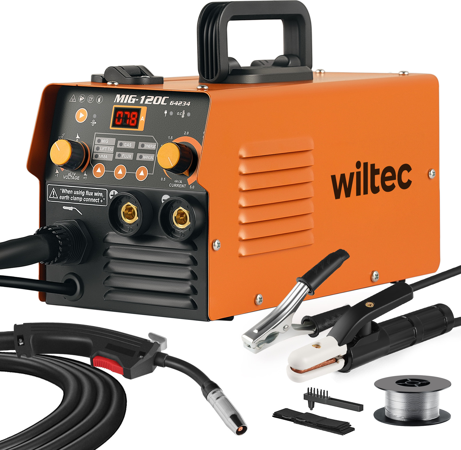 XPOtool IGBT lasapparaat met digitale display, 120A, geschikt voor MIG, MMA, Flux/draad, WIG/TIG en FCAW lassen