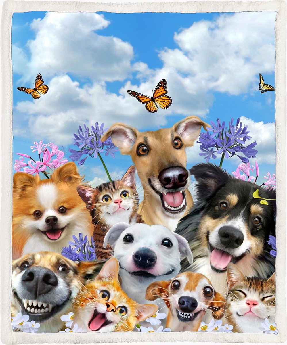 Honden Fleece Deken Selfie Fun In The Sun, 130 x 150 cm