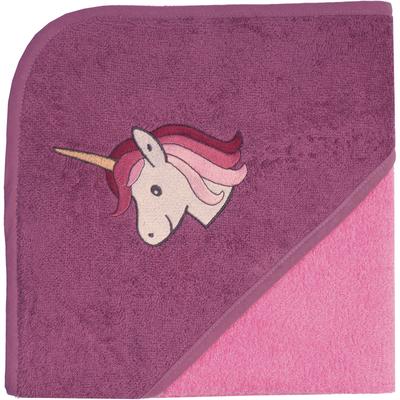 Kapuzenhandtuch WÖRNER "Einhorn", rosa (pink), B:80cm L:80cm, Frottee, Frottee, Handtücher, mit Kapuze, maschinenwaschbar, trocknergeeignet
