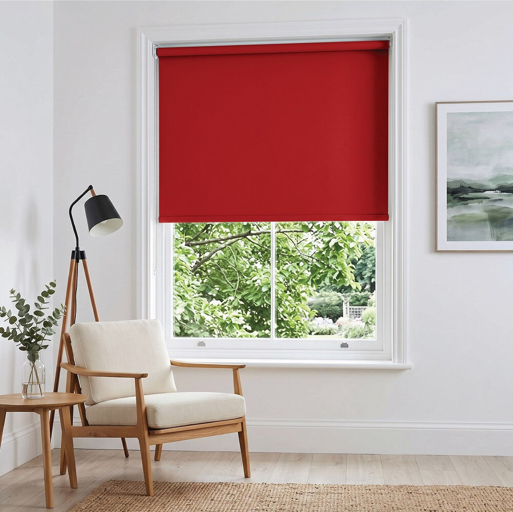 Symple Stuff Thermal Blackout Roller Blind – Trimmable Cut-to-Size Window Blind Red 210" L x 120" W