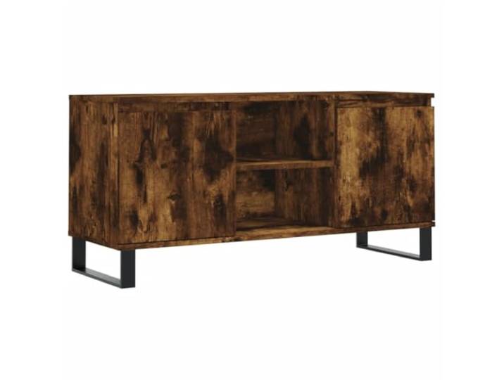 Kaorsrow TV-Schrank Räuchereiche 104x35x50 cm Holzwerkstoff Lowboard Kompaktes TV-Board in Räuchereiche-Optik mit 4 Fächern und Metallbeinen für Wohnzimmer und Schlafzimmer.