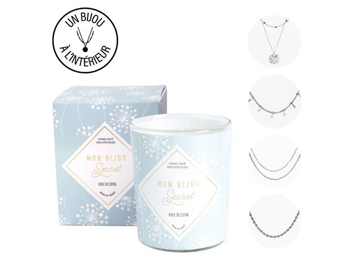 Bougie Bijou Fleur de coton collier argenté