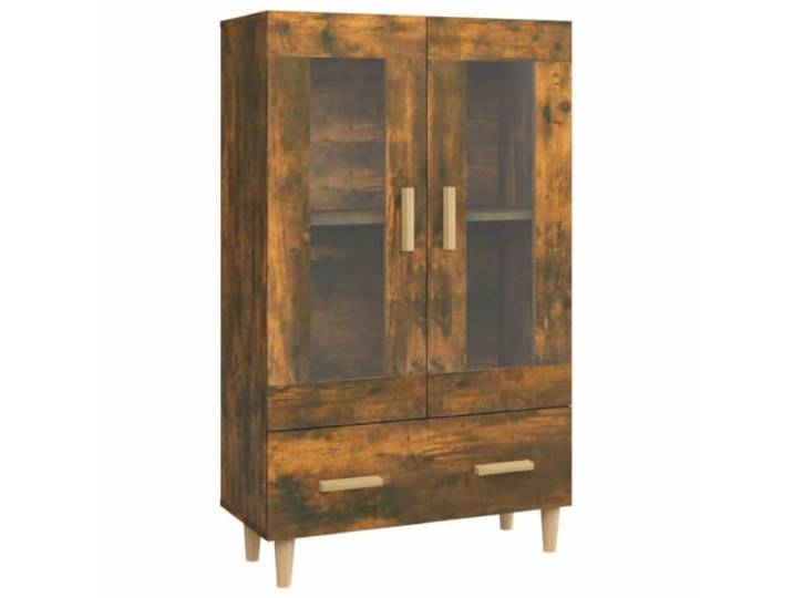 KGFHERENB Highboard Räuchereiche 70x31x115 cm Holzwerkstoff Kompakter Kommodenschrank mit Glastür und Schublade für Wohnzimmer und Schlafzimmer mit stabiler Wandbefestigung.