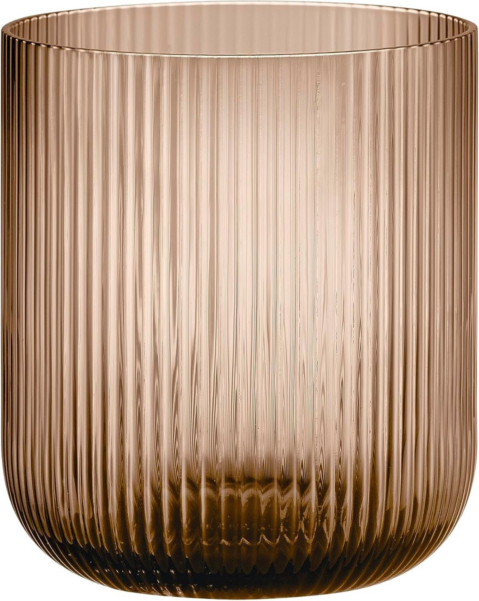 Windlicht van glas in koffiekleur voor tealights