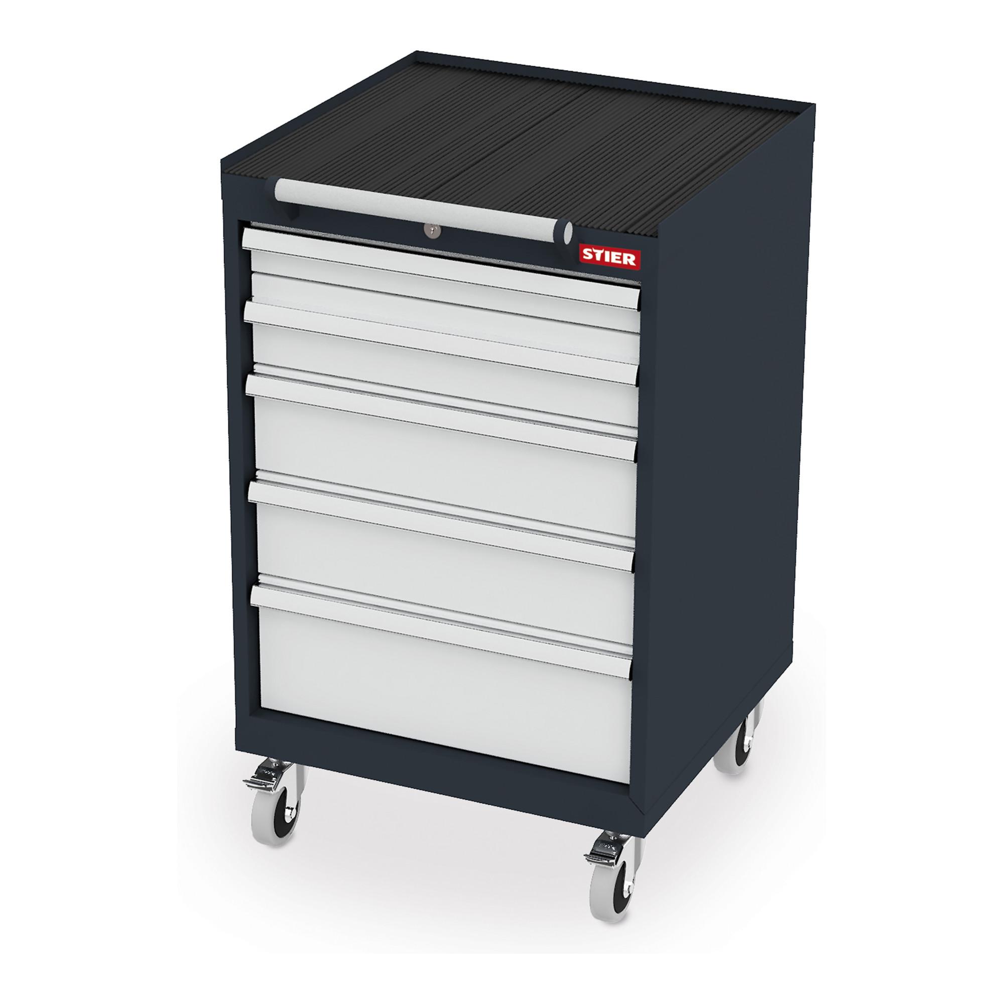 STIER Mobiler Schubladenschrank mit 5 Schubladen BxTxH 600x575x990 mm (902613)