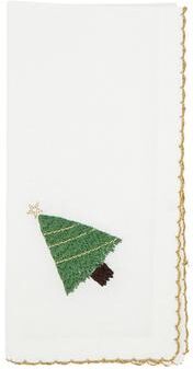 Saro Lifestyle Holiday Happiness Whip Stitch Christmas Tree Napkin (Set of 4)