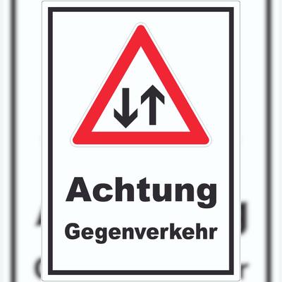 HB-Druck Aufkleber Achtung Gegenverkehr A2 (420x594mm)
