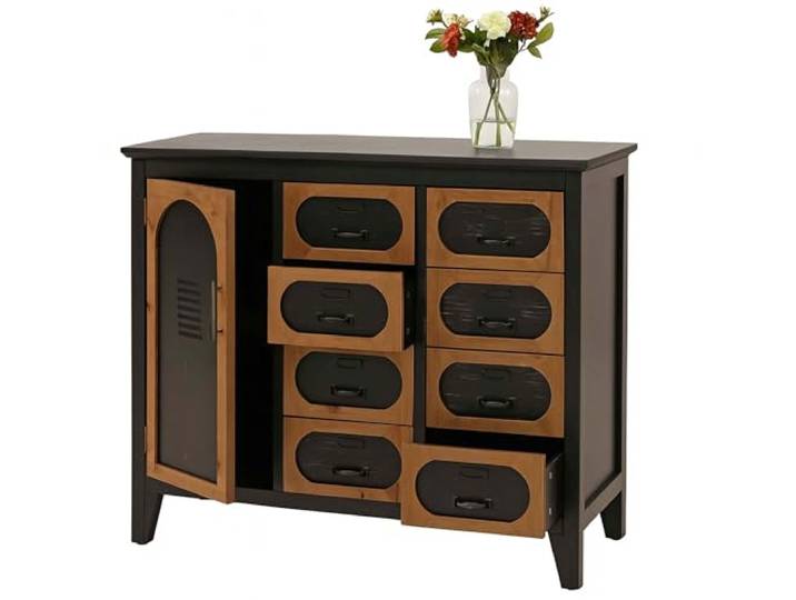 Mendler Apothekerkommode HWC-O63 Holz Metall 80x91x40cm - Korpus schwarz
