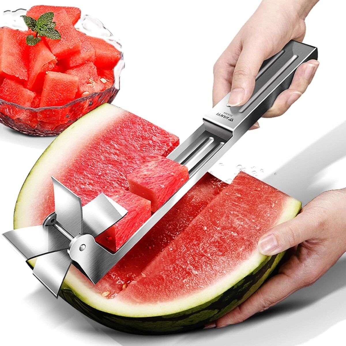INF Windmühlen-Wassermelonen-Schneider – 304 Edelstahl, Windmühlen-Design für schnelles Schneiden und Entkernen