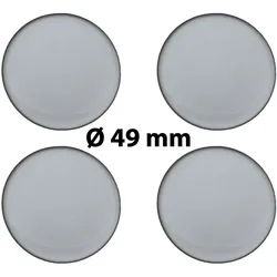 4 x Ø 49 mm Polymere Aufkleber / Silber-Optik / Nabenkappen, Felgendeckel