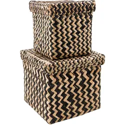House Doctor, Aufbewahrungsbox, Storage boxes, HDOllie, Black, Nature (2x, 20.50 x 20.50 x 17.50 cm)